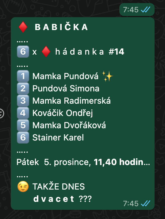 # Teď nevím, zda jsem nějakého vítěze neopomněl... Žil jsem KLM2...