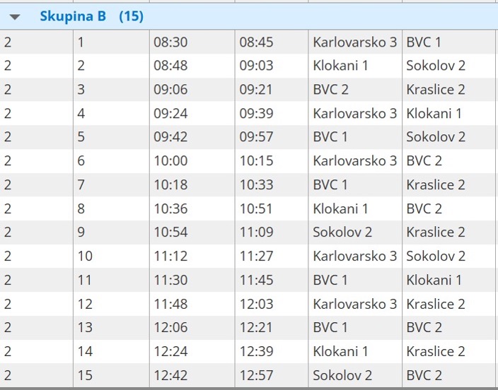 # Pořadí utkání v NEDĚLNÍ LIZE...